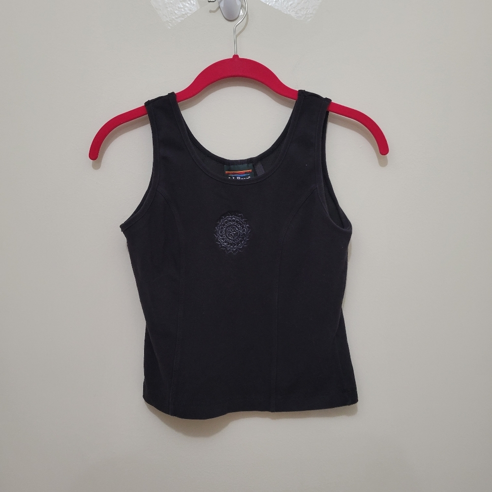 L.L. Bean Cropped Sleeveless Tank Top Black Size Small.